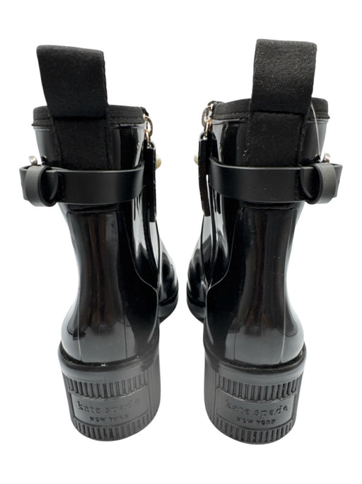 Kate Spade Shoe Size 7 Black PVC Faux Pearl Buckle Side Zip Block heel Boots Black / 7