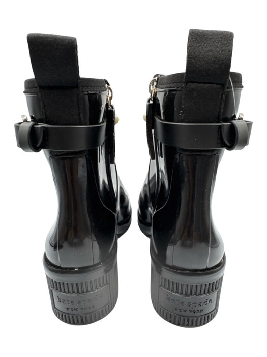 Kate Spade Shoe Size 7 Black PVC Faux Pearl Buckle Side Zip Block heel Boots Black / 7