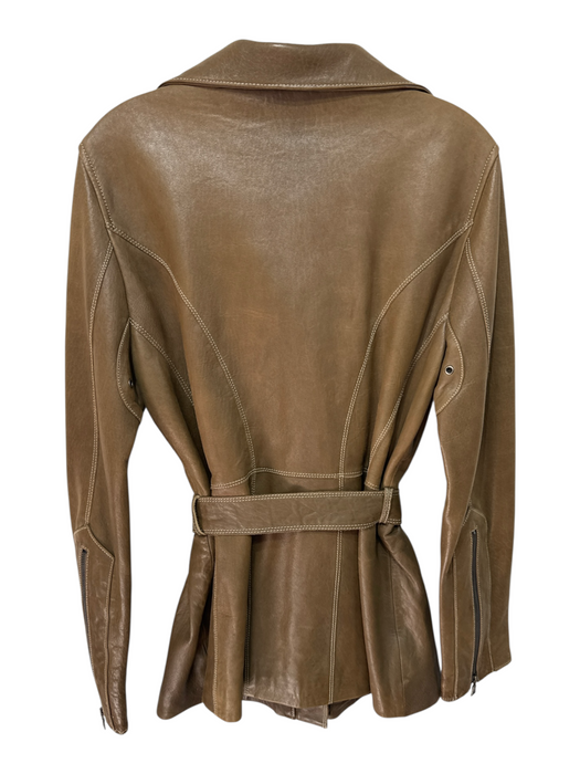 Marc New York Size L Split Pea Green Leather Brass Hardware Collar Coat Split Pea Green / L