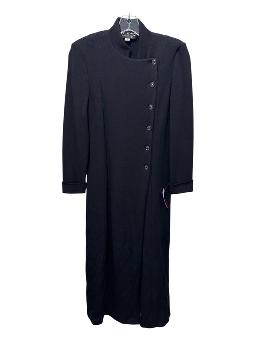 St John Collection Size 6 Black Wool Blend Long Sleeve Solid Maxi Dress Black / 6