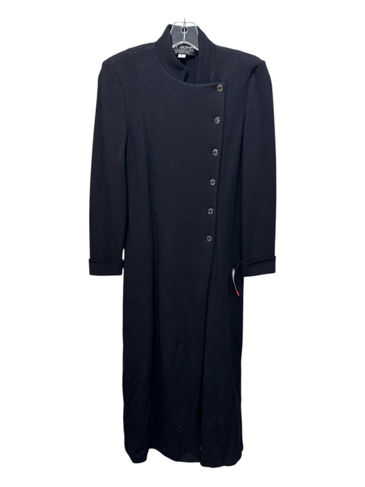 St John Collection Size 6 Black Wool Blend Long Sleeve Solid Maxi Dress Black / 6