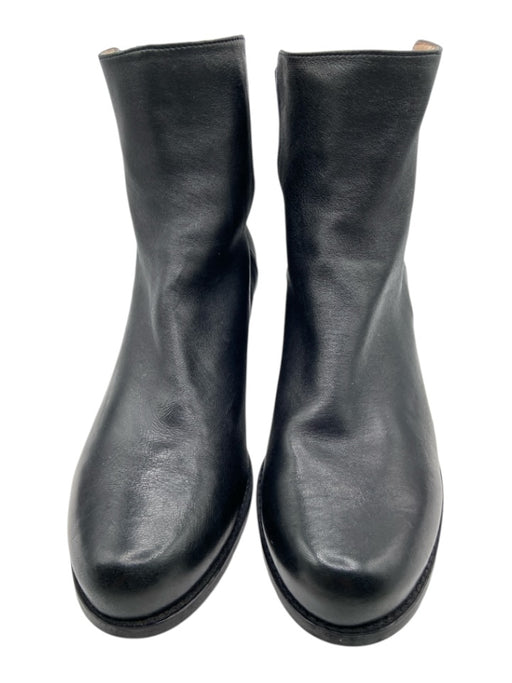 Stuart Weitzman Shoe Size 11 Black Leather Stretch Panel Round Toe Booties Black / 11