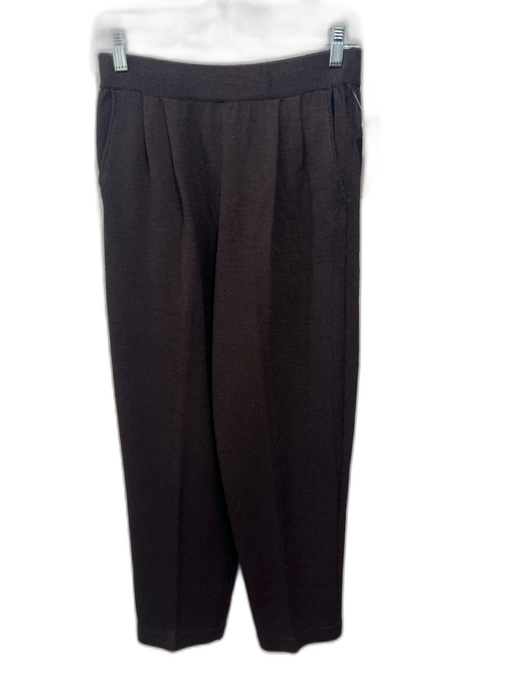 St John Sportswear Size 4 Brown Wool Blend Pleated Waist Elastic Waist Pants Brown / 4