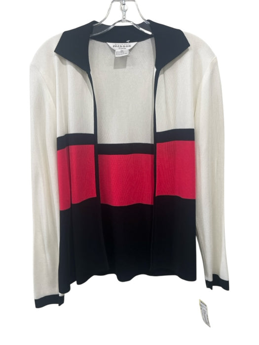 Exclusively Misook Size XS Black, White, Pink Acrylic Long Sleeve Cardigan Black, White, Pink / XS