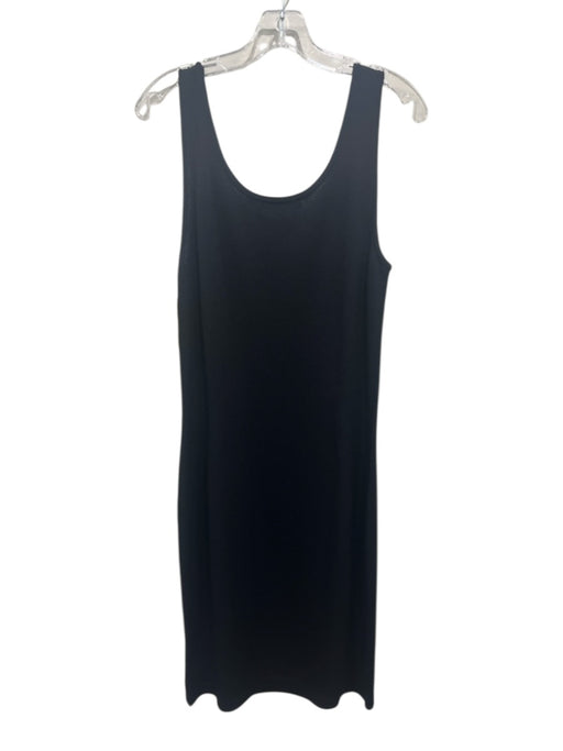 St. John Basics Size 10 Black Wool & Rayon Sleeveless Scoop Neck Knit Midi Dress Black / 10