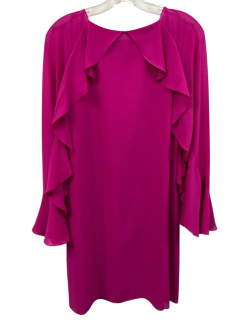 Belle Badgley Mischka Size 2 Magenta Pink Polyester Long Sleeve Mini Shift Dress Magenta Pink / 2