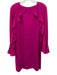Belle Badgley Mischka Size 2 Magenta Pink Polyester Long Sleeve Mini Shift Dress Magenta Pink / 2