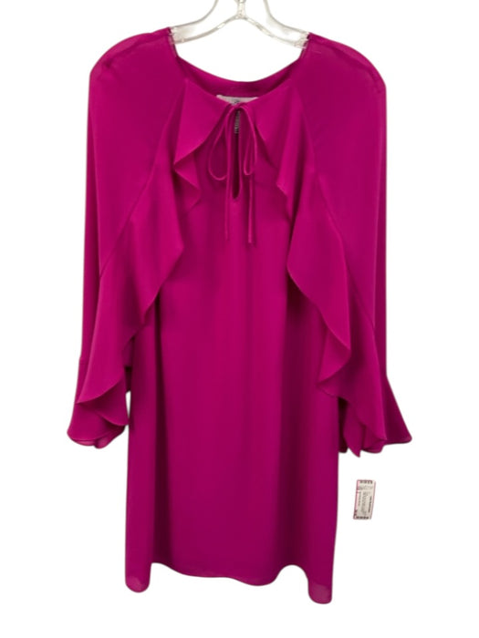 Belle Badgley Mischka Size 2 Magenta Pink Polyester Long Sleeve Mini Shift Dress Magenta Pink / 2