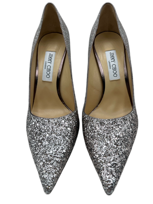 Jimmy Choo Shoe Size 41 Silver Glitter Pointed Toe Stiletto Pumps Silver / 41