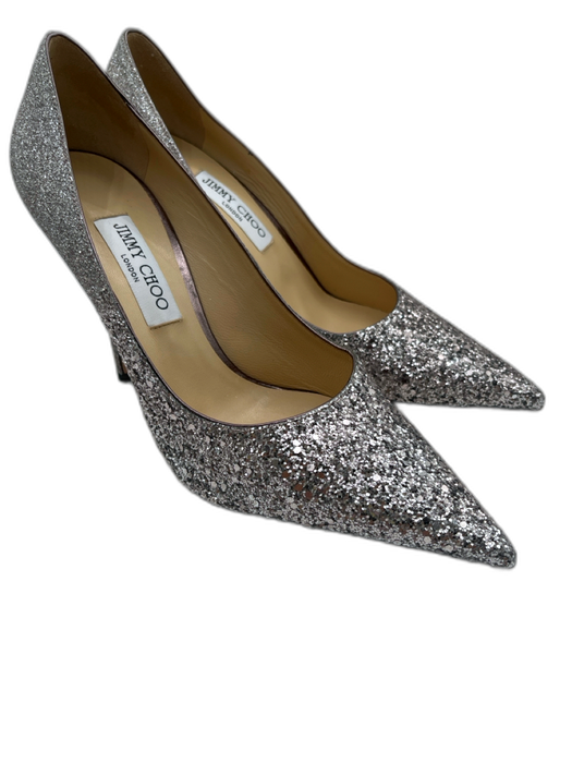 Jimmy Choo Shoe Size 41 Silver Glitter Pointed Toe Stiletto Pumps Silver / 41