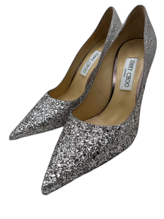 Jimmy Choo Shoe Size 41 Silver Glitter Pointed Toe Stiletto Pumps Silver / 41
