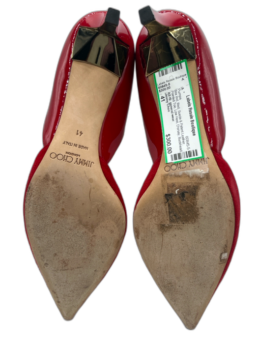 Jimmy Choo Shoe Size 41 Red Suede & Patent Leather Pointed Toe Low Heel Pumps Red / 41