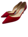 Jimmy Choo Shoe Size 41 Red Suede & Patent Leather Pointed Toe Low Heel Pumps Red / 41