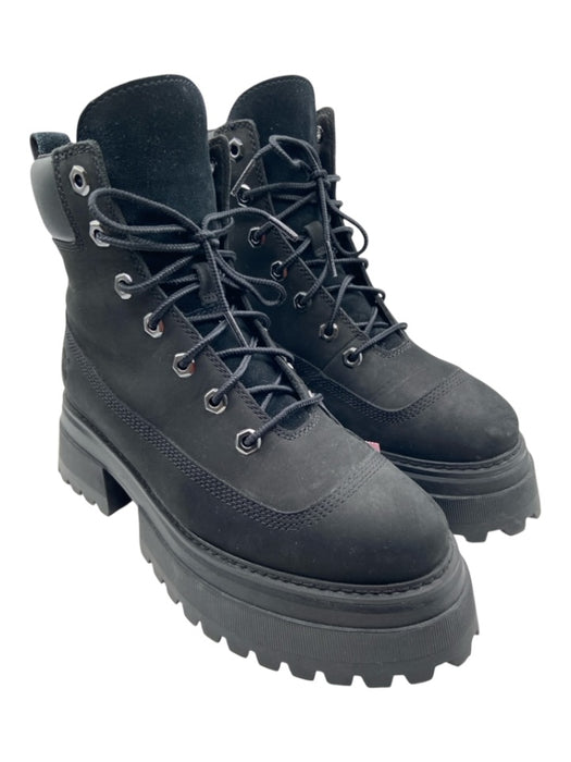Timberland Shoe Size 8 Black Nubuck Lug Sole lace up Platform Combat Boots Black / 8
