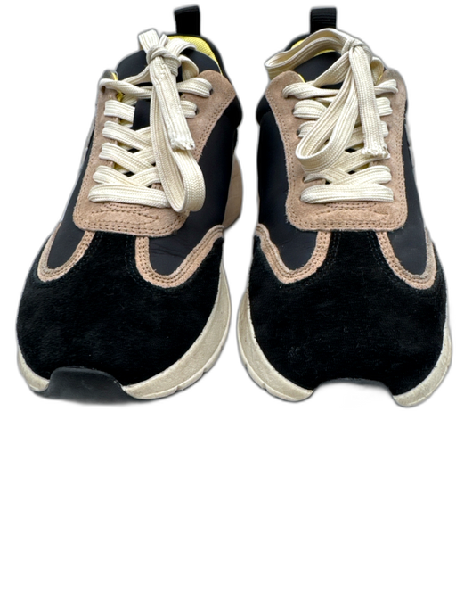 Tory Burch Shoe Size 6.5 Black, Brown, White Suede Lace Up Color Block Sneakers Black, Brown, White / 6.5