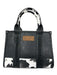 Wrangler Black Leather Top Handles Whipstitch Cow Print Bag Black