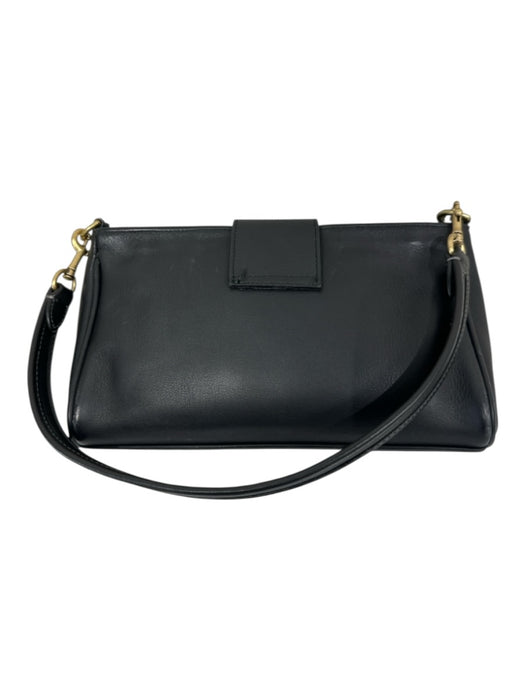 Coach Black Leather goldtone hardware Twist Close Bag Black