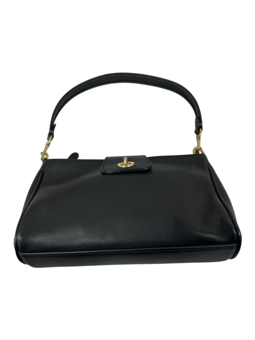 Coach Black Leather goldtone hardware Twist Close Bag Black