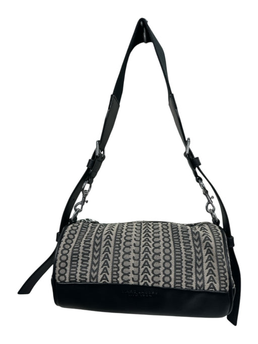 Marc Jacobs Black & Beige Cotton & Polyester Monogram Zip Close Bag Black & Beige