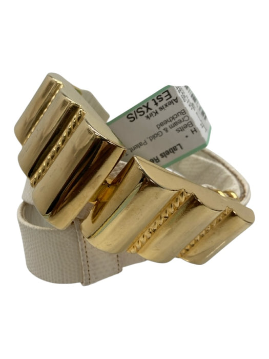 Alexis Kirk Cream & Gold Patent Textured Belts Cream & Gold / Est XS/S