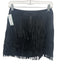 Alice + Olivia Size 4 Black Goat Leather Tassels Back Zip Knee Length Skirt Black / 4