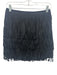 Alice + Olivia Size 4 Black Goat Leather Tassels Back Zip Knee Length Skirt Black / 4