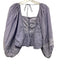 Anthropologie Size S Periwinkle Blue Cotton Long puff sleeve Embroidered Top Periwinkle Blue / S