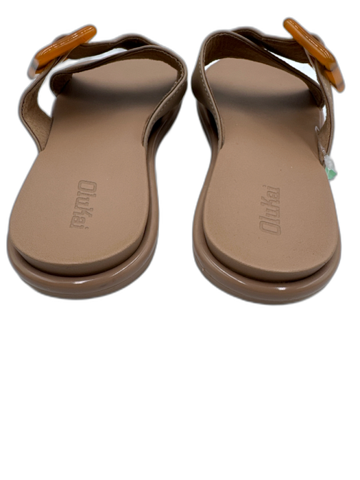 Olukai Shoe Size 8 Beige & Orange Leather Criss Cross Slip On Mule Sandals Beige & Orange / 8