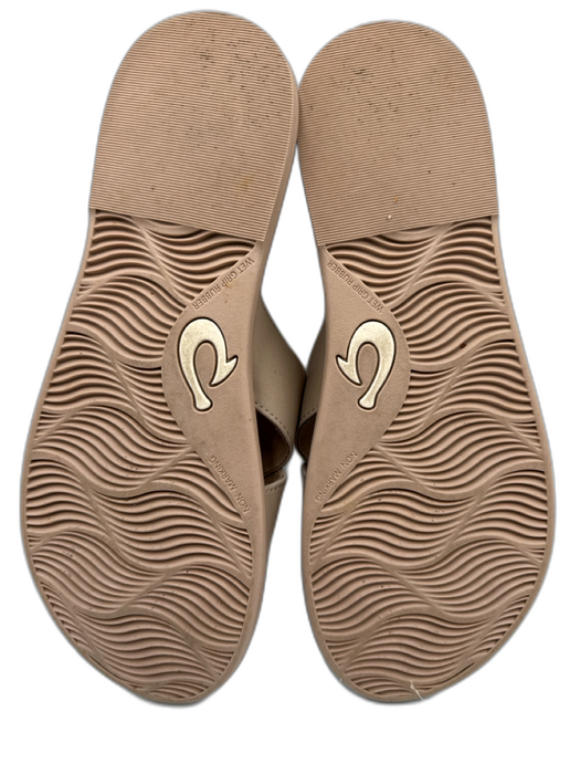 Olukai Shoe Size 8 Beige & Orange Leather Criss Cross Slip On Mule Sandals Beige & Orange / 8
