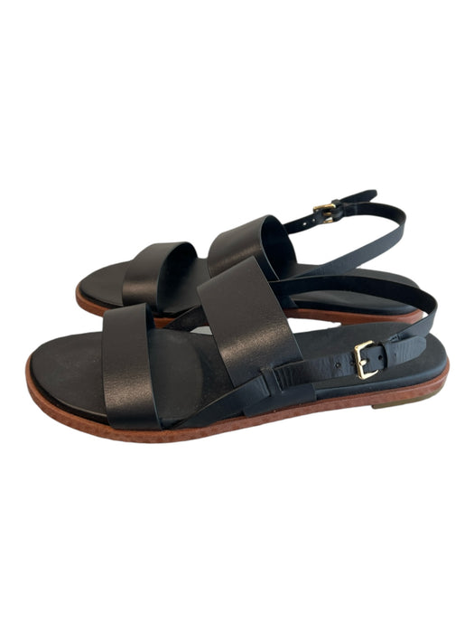 Cole Haan Shoe Size 8 Black Leather Slingbacks Buckle Open Toe Flat Shoes Black / 8