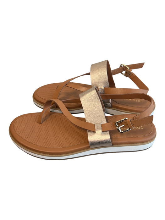 Cole Haan Shoe Size 8 Brown Leather Slingbacks toe strap Almond Toe Flat Shoes Brown / 8