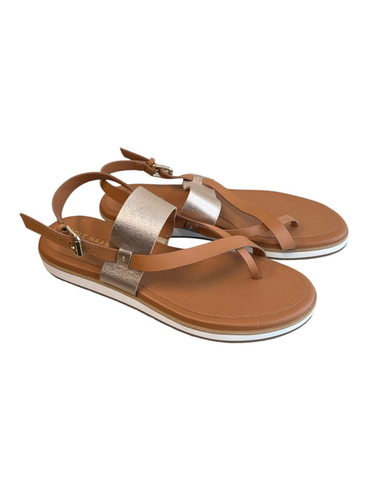 Cole Haan Shoe Size 8 Brown Leather Slingbacks toe strap Almond Toe Flat Shoes Brown / 8