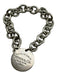 Tiffany & Co. Silver Tone 925 Sterling Silver Chain Logo Pendant Bracelet Silver Tone