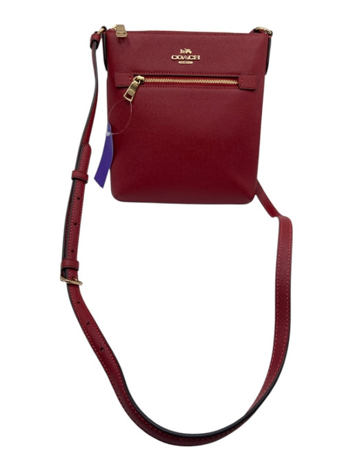 Coach Red Coated Leather Zip Close Crossbody Bag Red / S/M