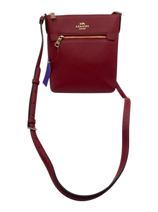 Coach Red Coated Leather Zip Close Crossbody Bag Red / S/M