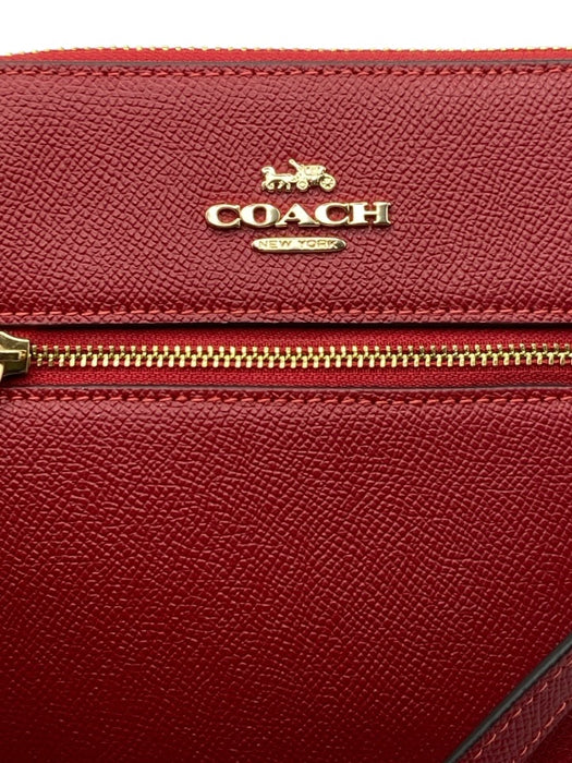 Coach Red Coated Leather Zip Close Crossbody Bag Red / S/M