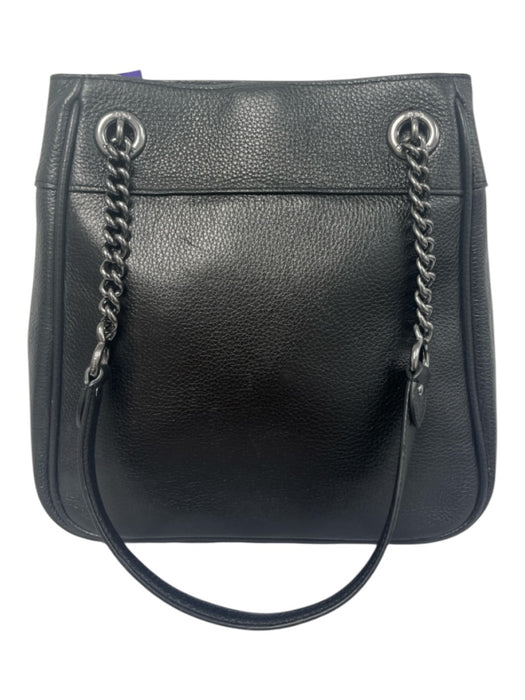 Coach Black Pebbled Leather Shoulder Bag Zip Close silver hardware Bag Black / S/M