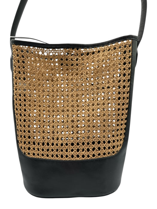 J Crew Beige & Black Paper Leather Woven Holes shoulder strap Bag Beige & Black / M