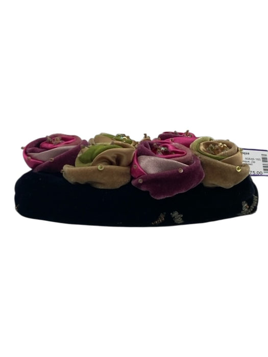Mary Frances Black & Multi Felt Floral Applique Zip Close Crossbody Chain Bag Black & Multi / S