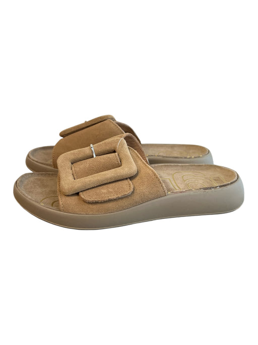 Igi&Co Shoe Size 37 Brown Suede Flat Slide Buckle Detail Platform Shoes Brown / 37