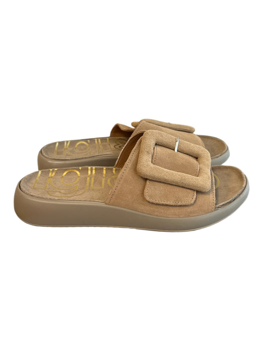 Igi&Co Shoe Size 37 Brown Suede Flat Slide Buckle Detail Platform Shoes Brown / 37