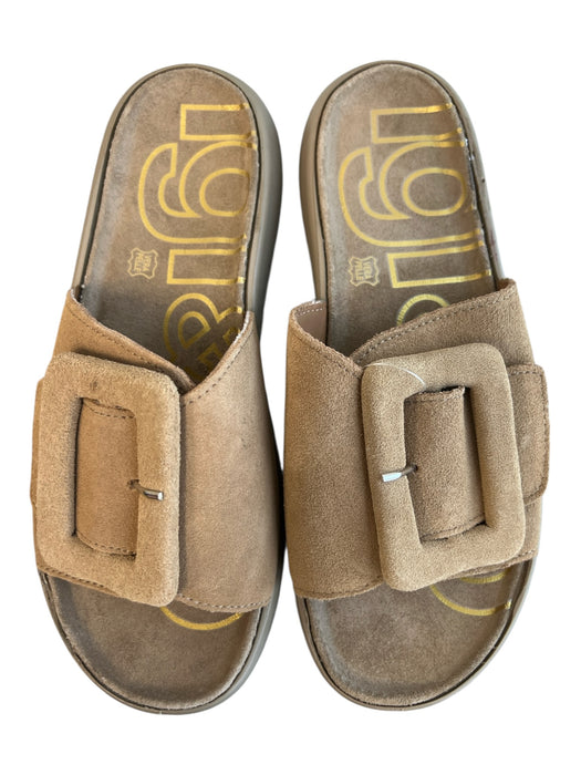 Igi&Co Shoe Size 37 Brown Suede Flat Slide Buckle Detail Platform Shoes Brown / 37