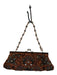 Apt 9 Brown Fabric Beaded Clasp Closure Shoulder Strap Clutch Bag Brown / Small