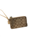 Coach Beige Leather Canvas double zip Double Side Wrist Strap Wallets Beige