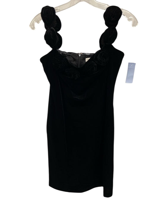 Avec Les Filles Size 12 Black Polyester Blend Velvet Rosette Sleeveless Dress Black / 12