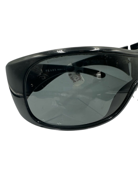 Prada Black Acetate Shield Style Logo Detail Tinted Lens Sunglasses Black