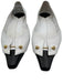 Chanel Shoe Size 39 Black & White Leather Upper Gold Tone Details Flat Pumps Black & White / 39