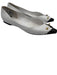 Chanel Shoe Size 39 Black & White Leather Upper Gold Tone Details Flat Pumps Black & White / 39
