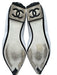 Chanel Shoe Size 39 Black & White Leather Upper Gold Tone Details Flat Pumps Black & White / 39