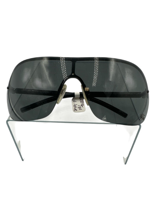 Burberry Black Metal & Acetate Shield Style Logo Detail Tinted Lens Sunglasses Black